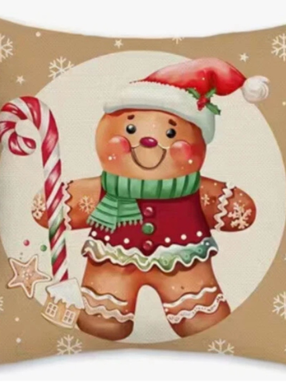 Gingerbread Girl Christmas Throw Pillow 18x18 Winter Holiday Home Decor Bonhause
